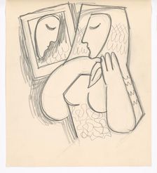 Woman with a mirror, 1938. Creator: Mikulas Galanda