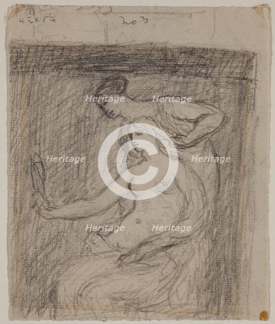 Woman with a Mirror Having Her Hair Combed, c1870-1896. Creator: Wyatt Eaton.