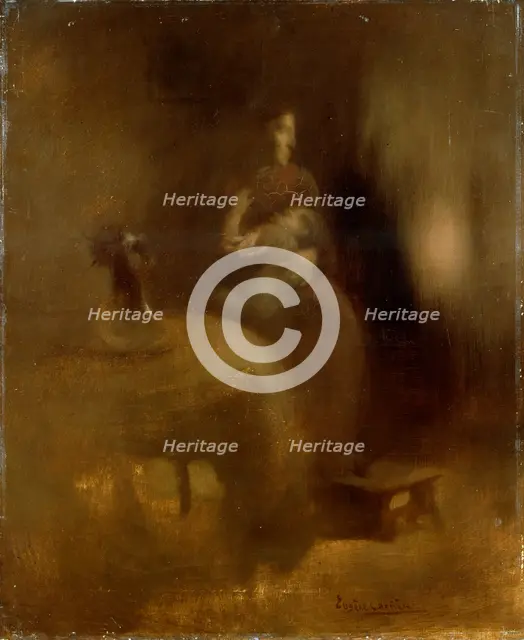 'Woman with a Baby in Her Lap', 1890s.  Artist: Eugene Carriere