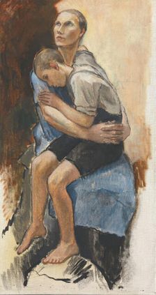 Woman with a Barefoot Boy, probably 1928. Creator: Alvar Cawén