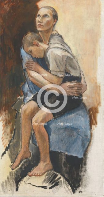 Woman with a Barefoot Boy, probably 1928. Creator: Alvar Cawén.