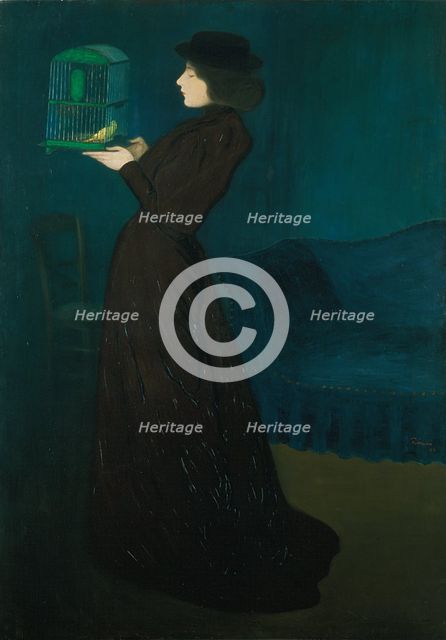 Woman with a Birdcage, 1892. Creator: Rippl-Rónai, József (1861-1927).