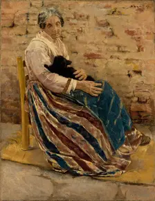 Woman with a Cat, 1878. Creator: Max Liebermann