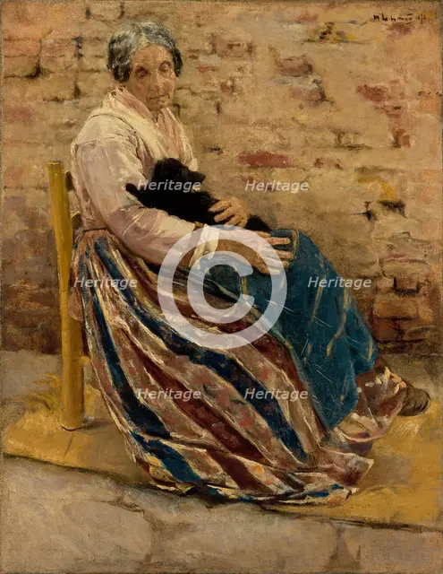 Woman with a Cat, 1878. Creator: Max Liebermann.