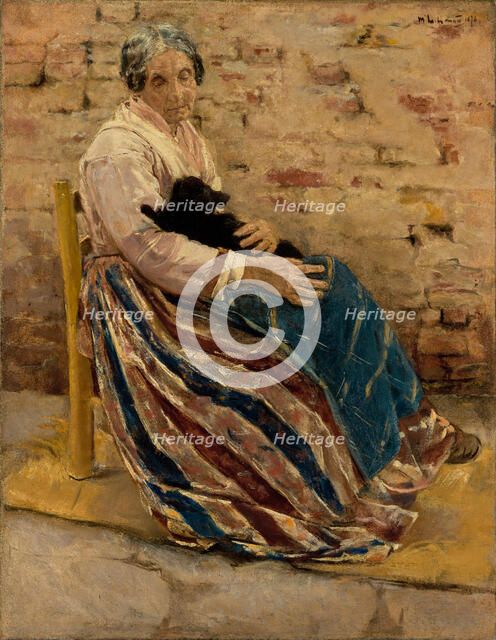 Woman with a Cat, 1878. Creator: Max Liebermann.