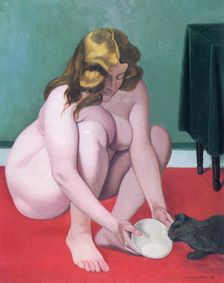 Woman with a Cat 1919. Creator: Vallotton, Felix Edouard (1865-1925)