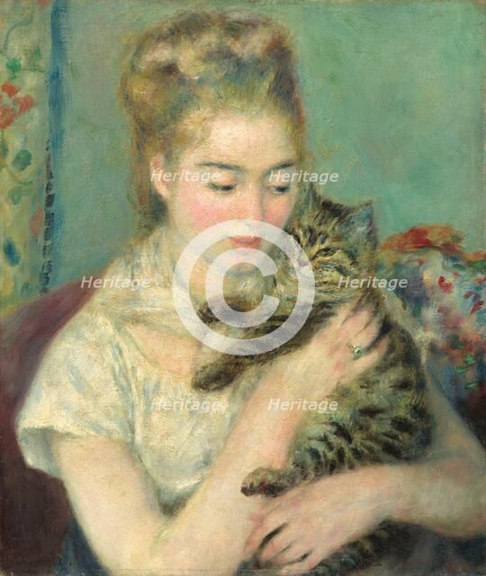 Woman with a Cat, c. 1875. Creator: Pierre-Auguste Renoir.