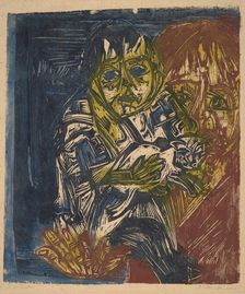 Woman with a Child and a Cat, 1919. Creator: Ernst Kirchner