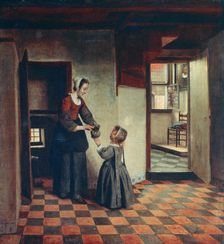 Woman with a Child in a Pantry c1660. Artist: Pieter de Hooch