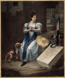 Woman with a dog, 1830. Creator: LS Jean
