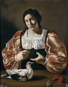 Woman with a Dove, between c1610 and c1620. Creators: Cecco del Caravaggio, Artemisia Gentileschi