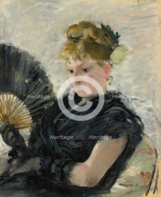Woman with a fan, 1876. Creator: Morisot, Berthe (1841-1895).