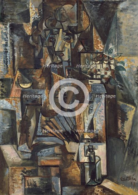Woman with a Fan, 1917. Creator: Filla, Emil (1882-1953).