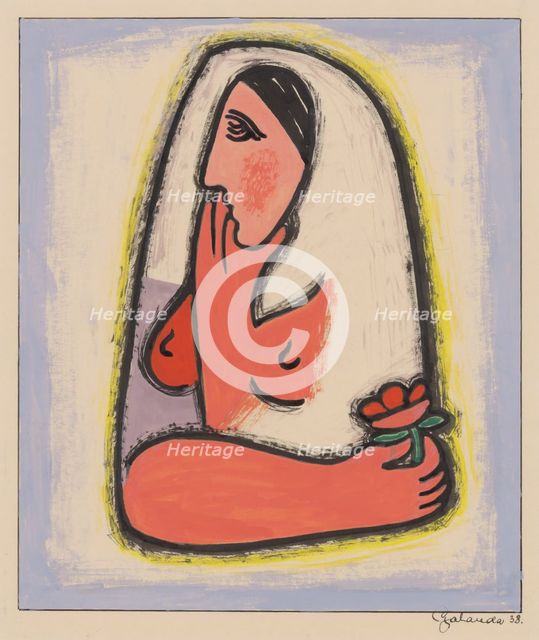 Woman with a flower, 1938. Creator: Mikulas Galanda.