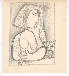Woman with a flower pot, 1938. Creator: Mikulas Galanda