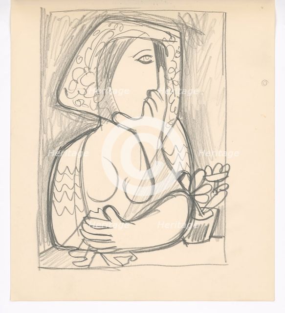 Woman with a flower pot, 1938. Creator: Mikulas Galanda.
