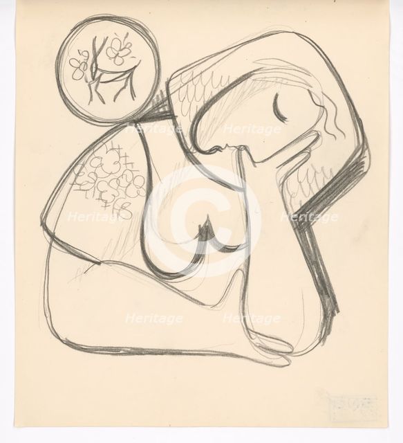 Woman with a folk plate, 1938. Creator: Mikulas Galanda.