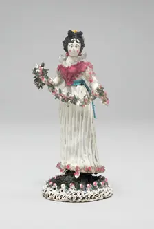Woman with a Garland of Flowers, France, 1750/99. Creator: Verres de Nevers