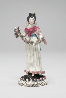 Woman with a Garland of Flowers, France, 1750/99. Creator: Verres de Nevers