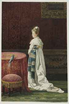 Woman with a Green Parrot, 1850/1880. Creator: Joaquin Agrasot y Juan