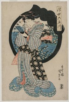 Woman with a Hand Mirror (from the series The Six Tama Rivers of the Floating World), c. early 1830s Creator: Utagawa Kunisada (Japanese, 1786-1865)