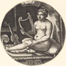 Woman with a Harp, 1544. Creator: Georg Pencz