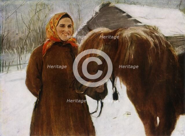 'Woman with a Horse', 1898, (1965). Creator: Valentin Serov.