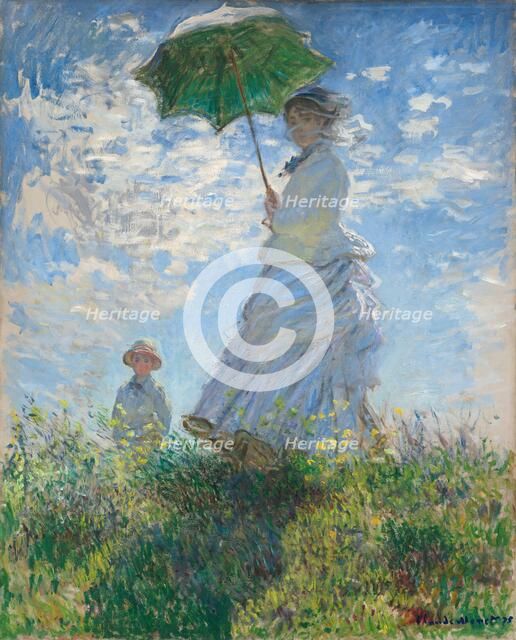 Woman with a Parasol - Madame Monet and Her Son, 1875. Creator: Claude Monet.