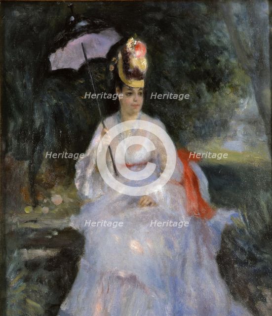 Woman with a parasol sitting in a garden, 1872. Artist: Renoir, Pierre Auguste (1841-1919)