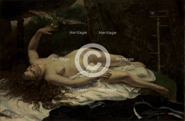 Woman with a Parrot, 1866. Creator: Gustave Courbet.