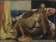 Woman with a Parrot, Between 1826 and 1828. Creator: Delacroix, Eugène (1798-1863)