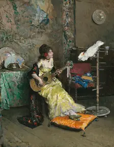 Woman With A Parrot, c1872. Creator: Raimundo de Madrazo y Garreta