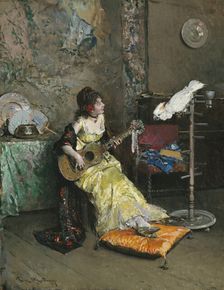 Woman With A Parrot, c1872. Creator: Raimundo de Madrazo y Garreta