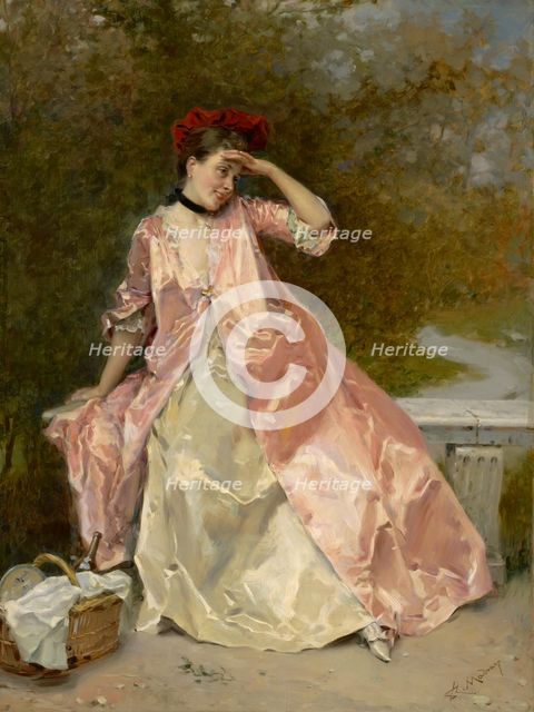Woman With A Picnic Basket, c1890. Creator: Raimundo de Madrazo y Garreta.