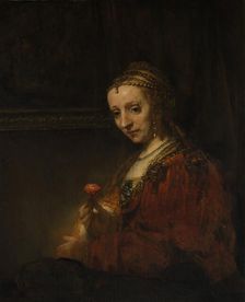 Woman with a Pink, early 1660s. Creator: Rembrandt Harmensz van Rijn