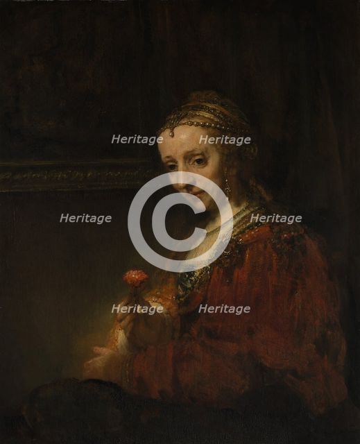 Woman with a Pink, early 1660s. Creator: Rembrandt Harmensz van Rijn.