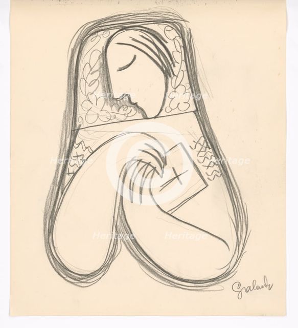 Woman with a prayer book, 1938. Creator: Mikulas Galanda.