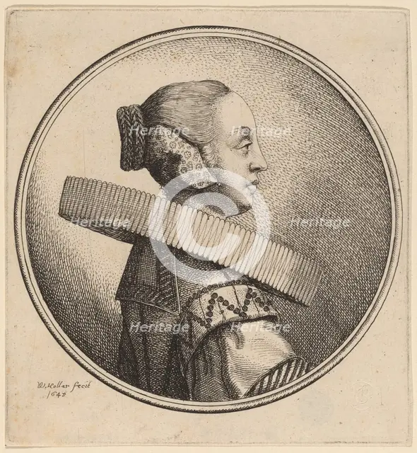 Woman with a Ruff in Profile, 1643. Creator: Wenceslaus Hollar.