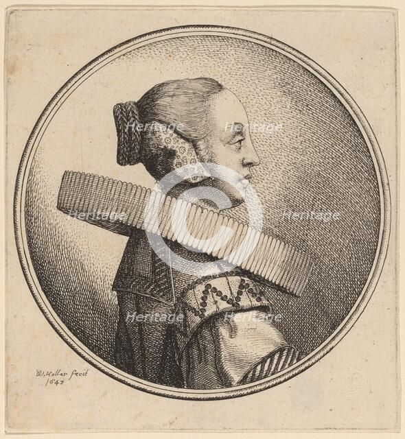 Woman with a Ruff in Profile, 1643. Creator: Wenceslaus Hollar.