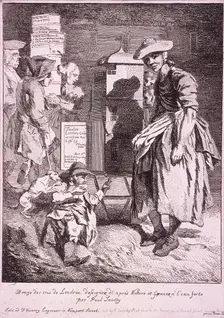 Woman with a raree show, Cries of London, 1760. Artist: Paul Sandby