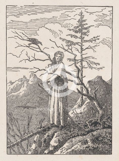 Woman with a Raven (Die Frau mit dem Raben am Abgrund), probably 1803. Creator: Christian Friedrich.