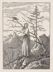 Woman with a Raven (Die Frau mit dem Raben am Abgrund), probably 1803. Creator: Christian Friedrich