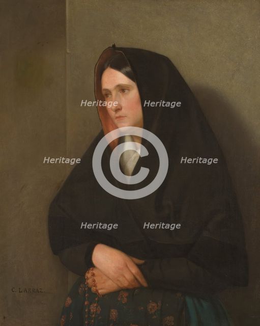 Woman with a rosary, 1856. Creator: Carlos Larraz y Micheto.