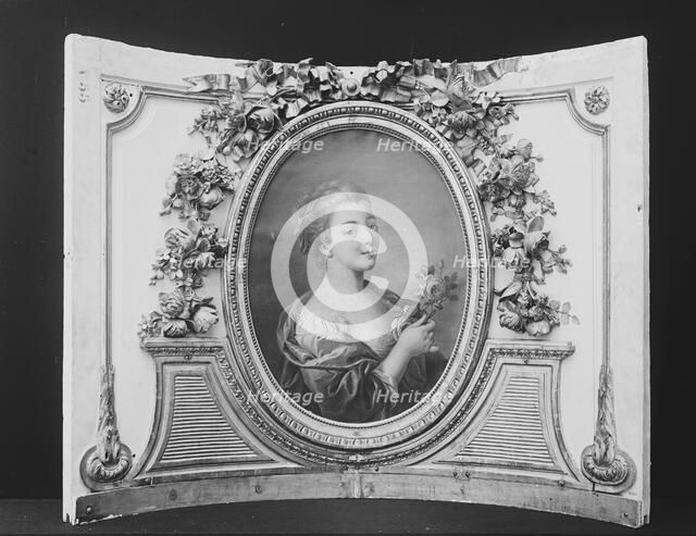 Woman with a rose (one of a set), 1770-90. Creator: French Painter , ca. 1775 .