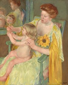 Woman with a Sunflower, c. 1905. Creator: Mary Cassatt