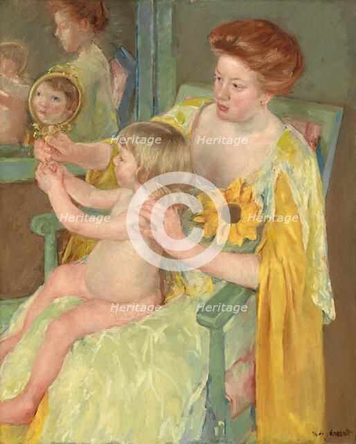 Woman with a Sunflower, c. 1905. Creator: Mary Cassatt.