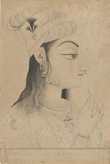Woman with a Turban Dressed as Radha, late 19th century. Creator: Unknown