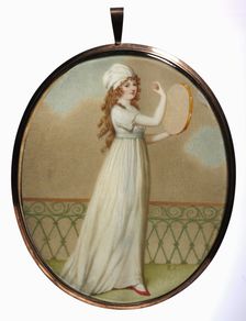 Woman with a Tambourine, in Neoclassical Costume, mid to late 19th century. Creator: Unknown