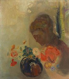 Woman With A Vase Of Flowers, c1903. Creator: Odilon Redon