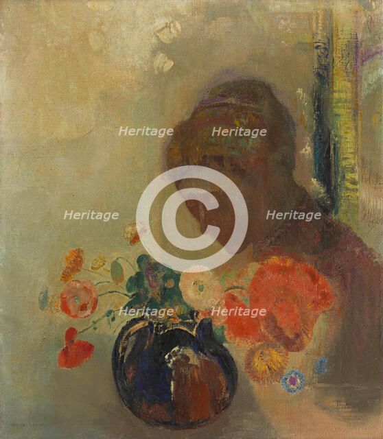 Woman With A Vase Of Flowers, c1903. Creator: Odilon Redon.